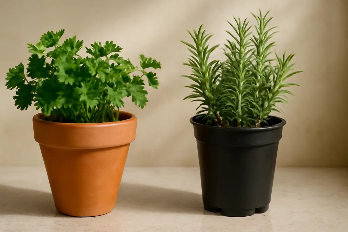 Vasi in terracotta vs. plastica per erbe aromatiche: il dettaglio che cambia salute e aroma